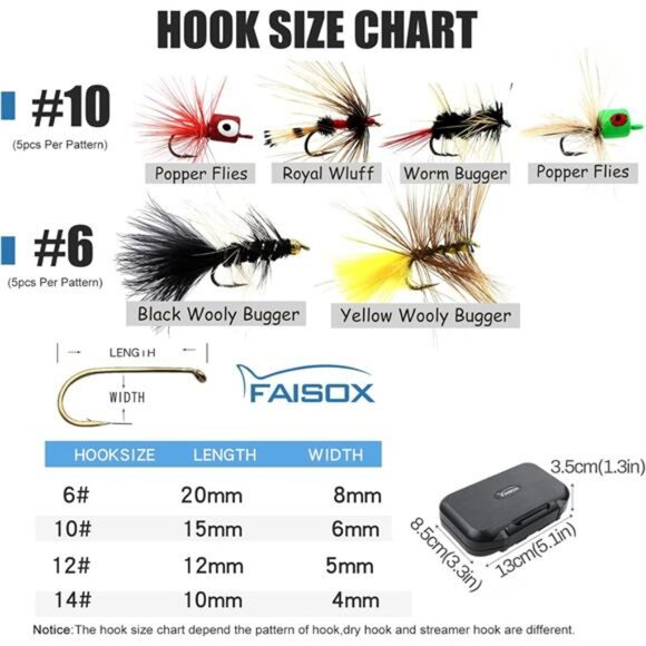 Fly Fishing Flies Assortment Kit Dry Wet Nyphms Tenkara Popper Streamer Woolly - Picture 4 of 7